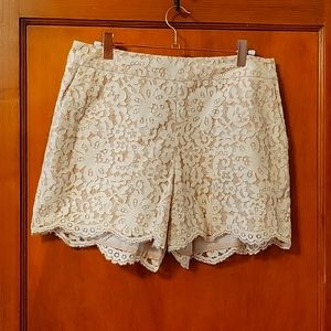 Anthropologie Blush Pink and Ivory Lace Shorts Size 8 vguc
